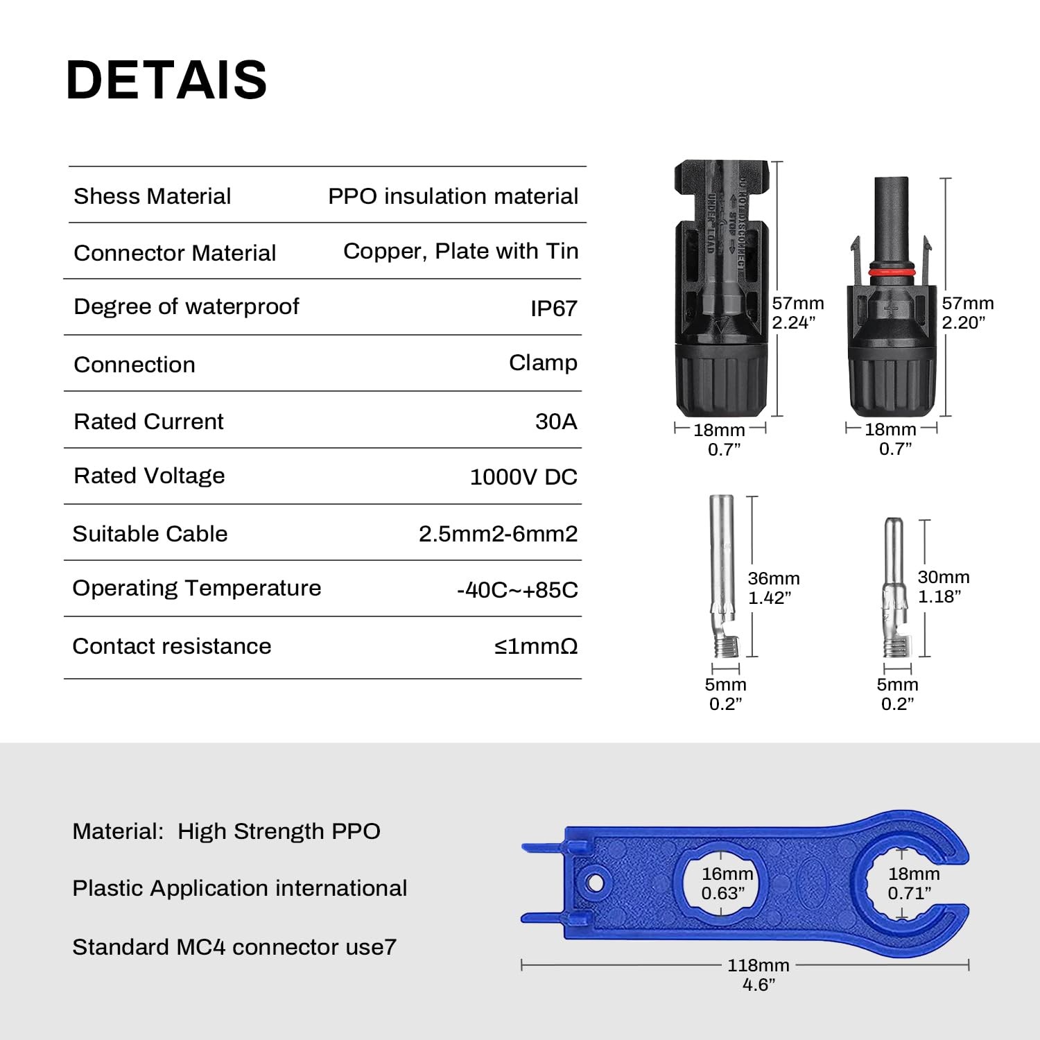 Y Branch Solar Connector MC4 Y Cables MMF FFM Solar Panel Connector Pair