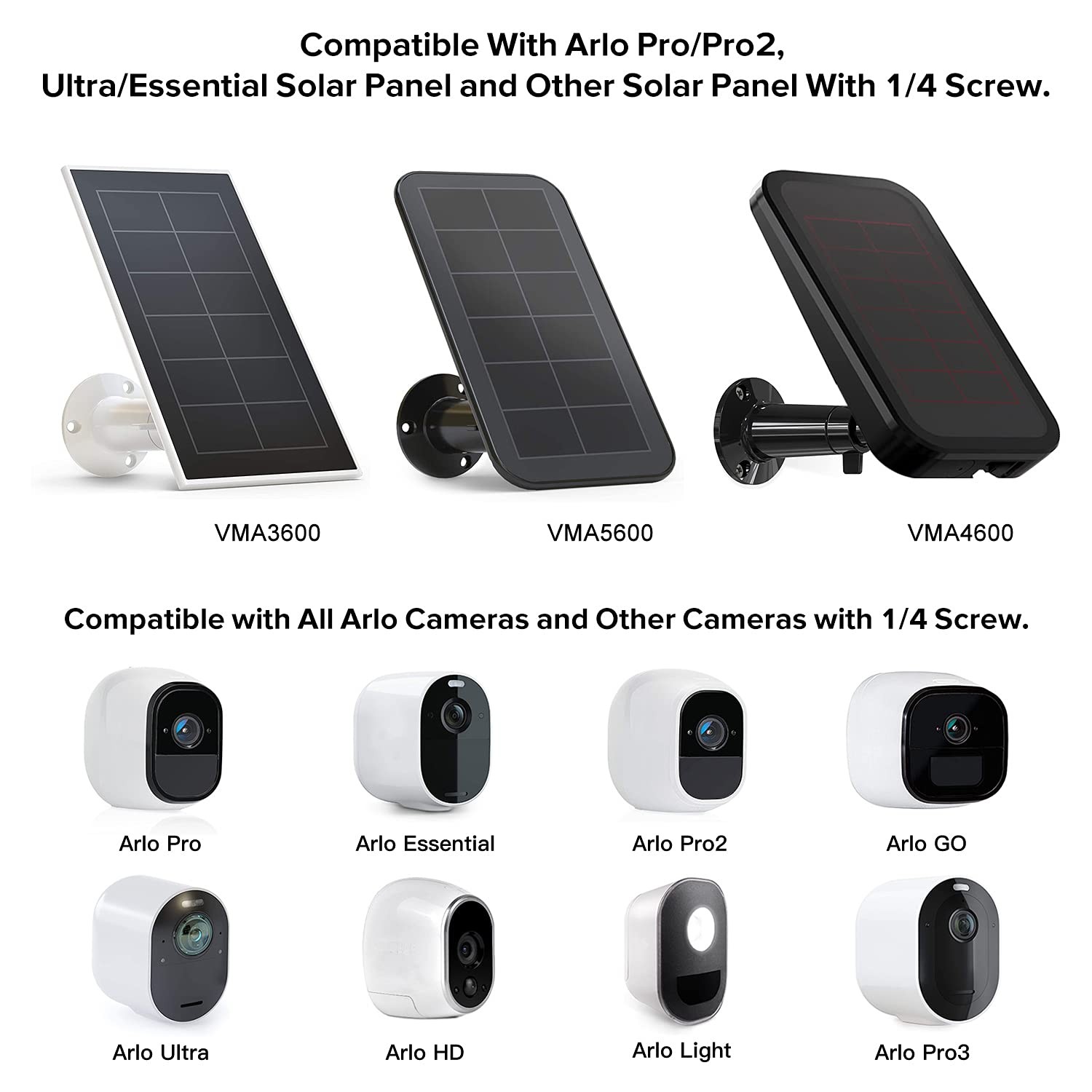 2Pack Gutter Mount Compatible with Arlo Essential Solar Panel, Arlo Pro 5S/Pro