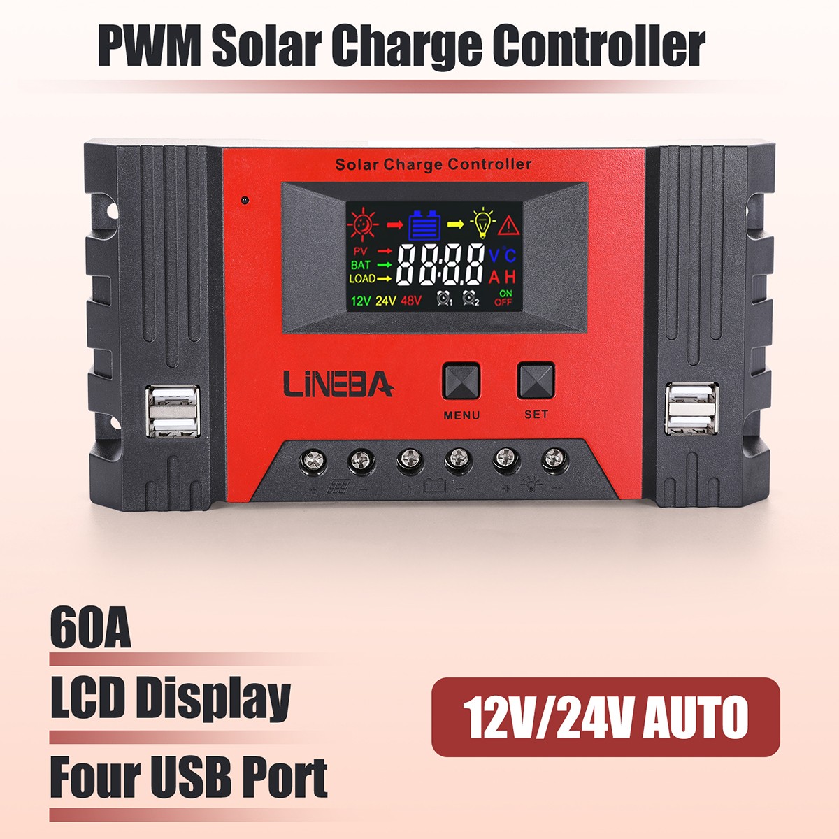 10-100A MPPT Solar Panel Regulator Charge Controller Auto Focus Tracking 12V/24V