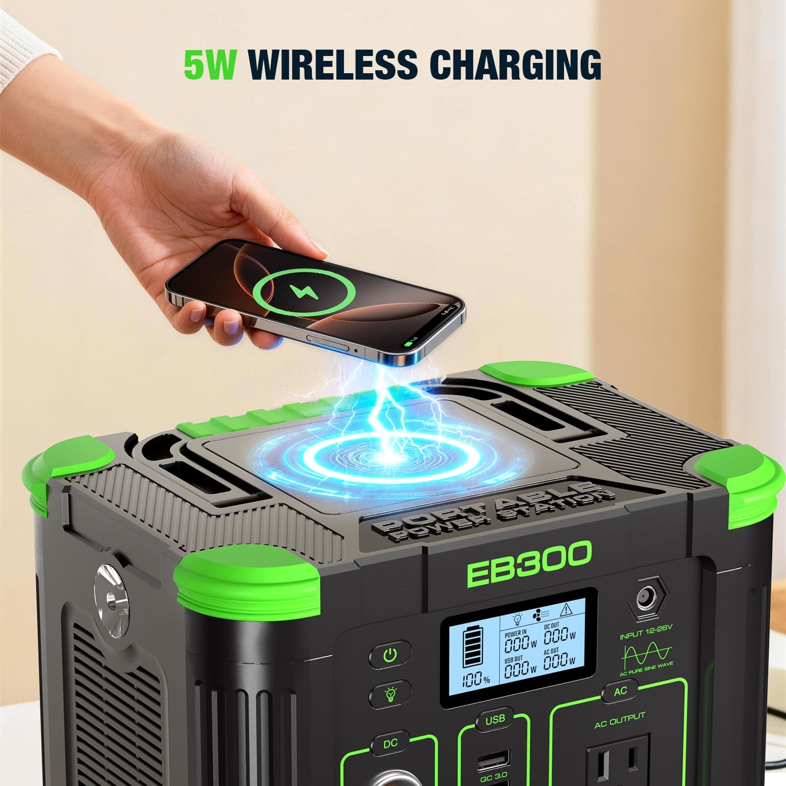 Portable Power Station 300W, 288Wh Lithium Battery, 60W Fast Charging, Up to …