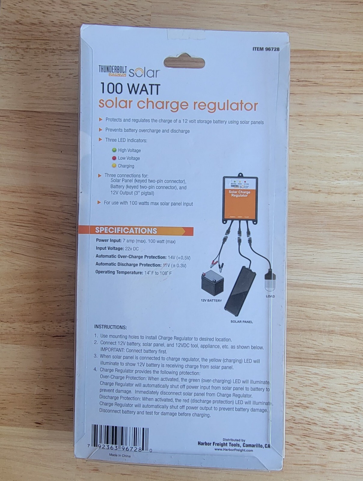 Thunderbolt Magnum 100 Watt Solar Panel Charge Regulator 12V # 96728 Three LED