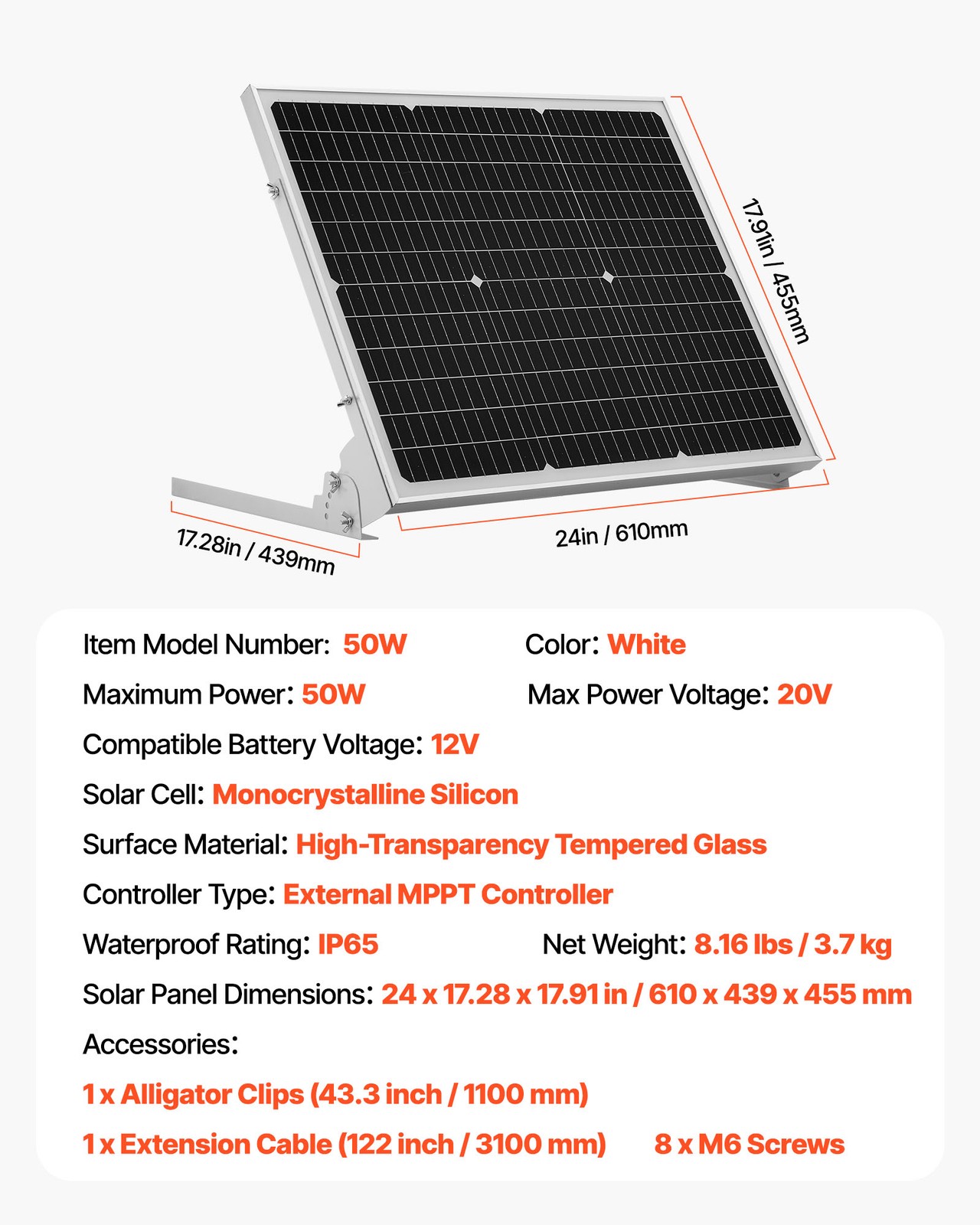 Uimoso 50W 12V Solar Trickle Charger Kit with Advanced MPPT Controller