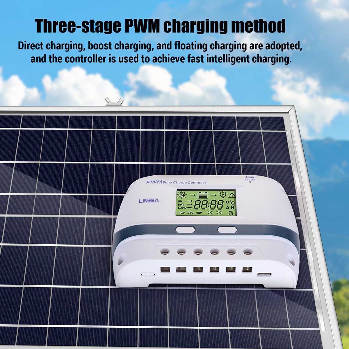 100A Solar Charge Controller 12/24/48V Battery PV Regulator Auto Focus Tracking