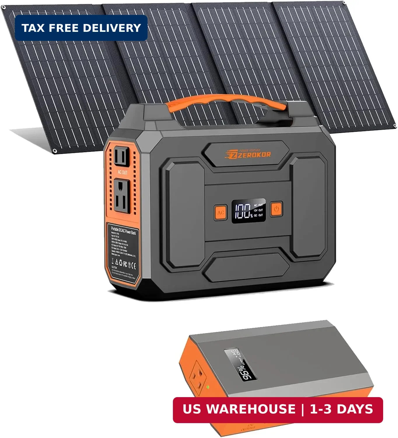 Portable Solar Power Station Generator 100W,Portable Power Bank 65W with 110V AC