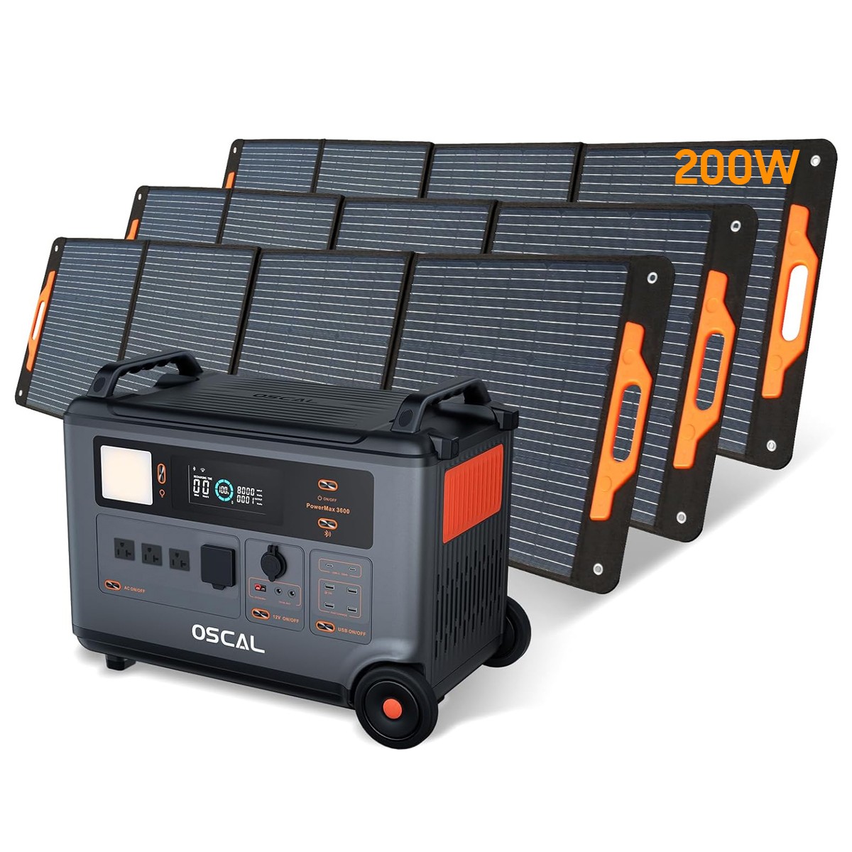 Blackview OSCAL PowerMax 3600Wh 3000W Portable Power Station 3x 200W Solar Panel