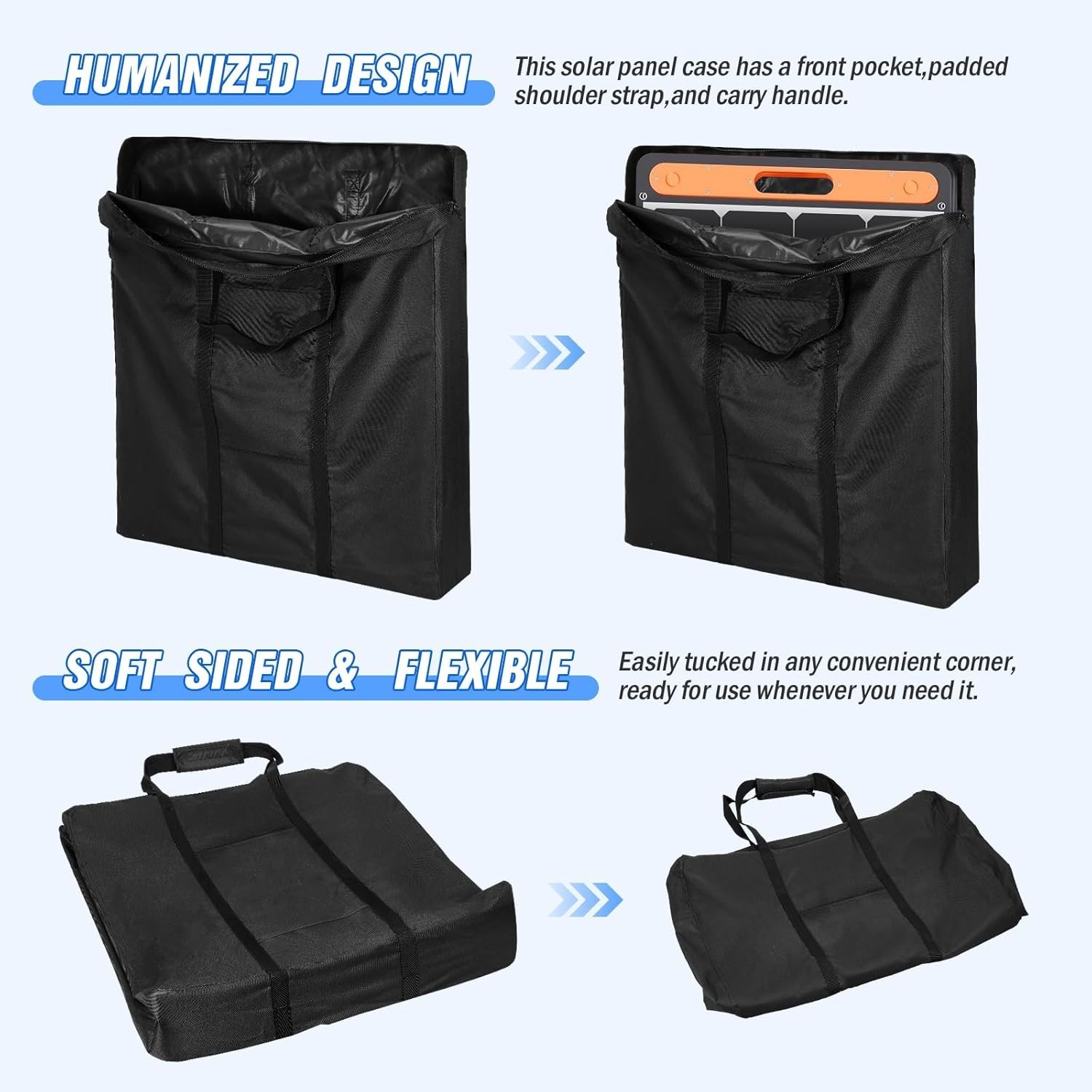 Durable Dustproof Solar Panel Carry Case – 600D Oxford Fabric, Black 21.7”