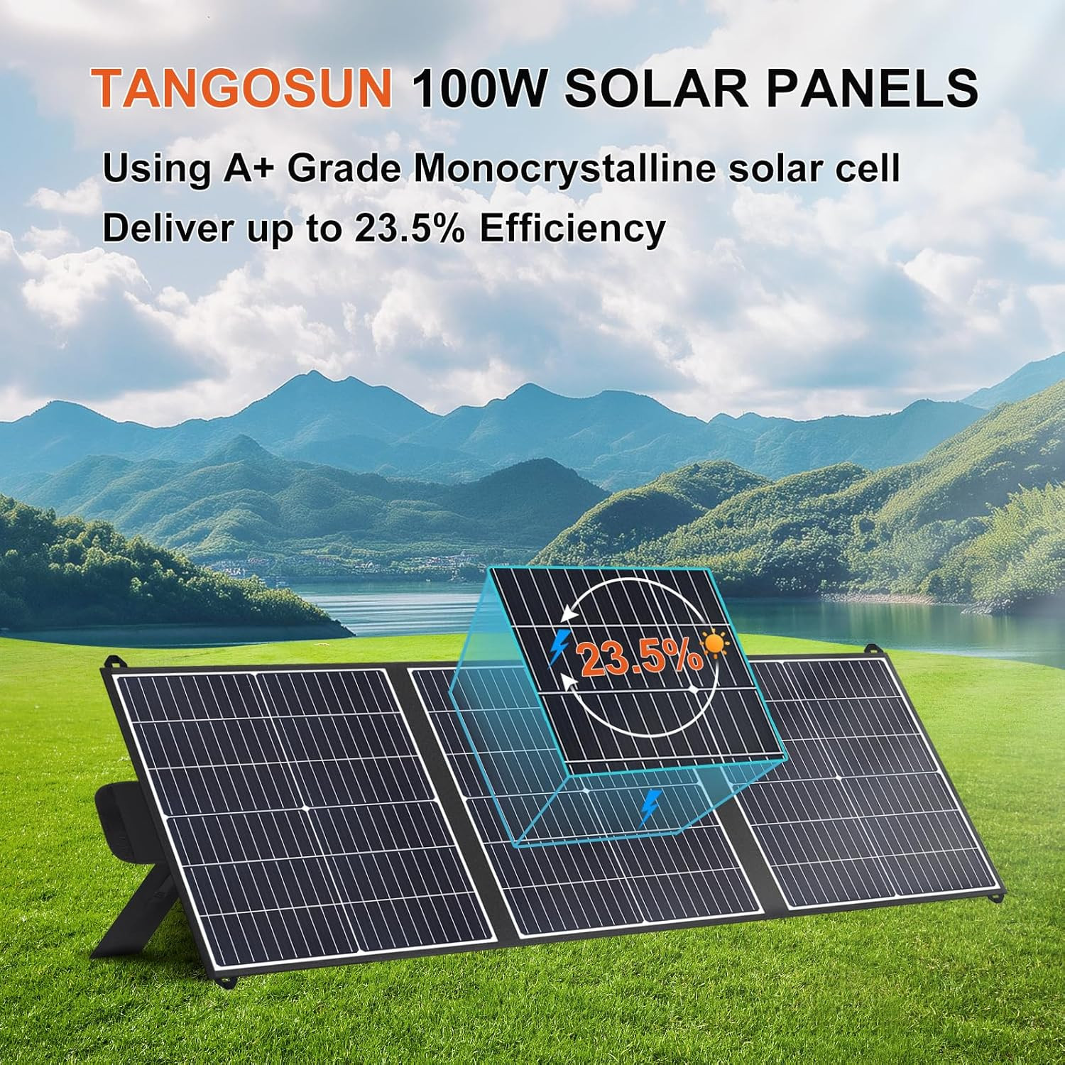 100W Portable Solar Panel 20V Foldable Solar Charger with USB-A, Type-C & DC Out