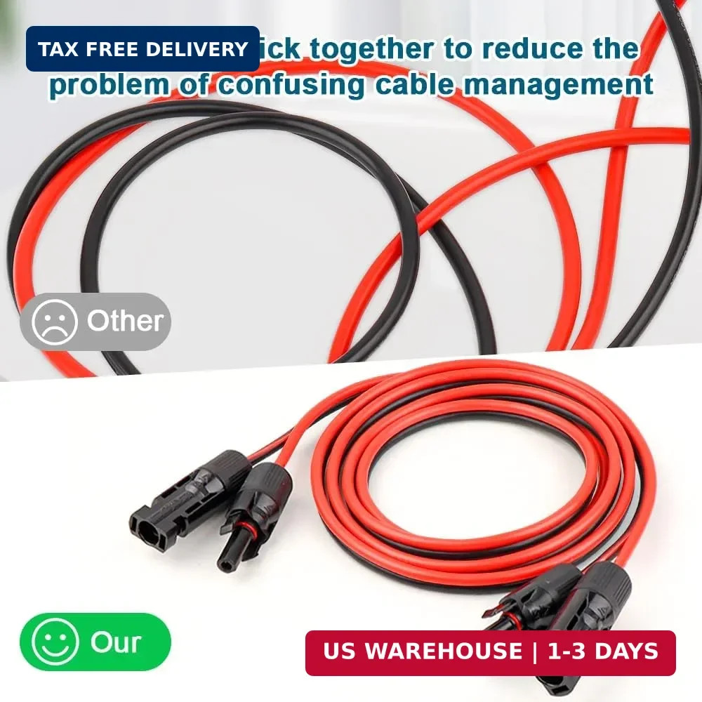 10 AWG Solar Extension Cable 30FT, Flexible Solar Panel Wire with Male to Female