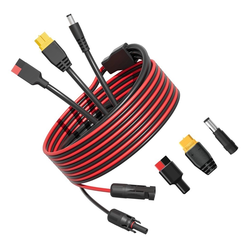 8.5Ft Solar Connector 3-in-1 XT60 DC5521 Anderson Adapter Solar Charge Cable