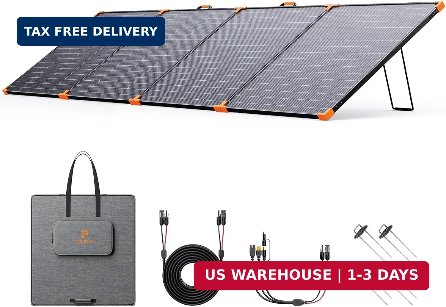 ZOUPW 450W Portable Solar Panel – 38V N Type IP68 Waterproof Foldable