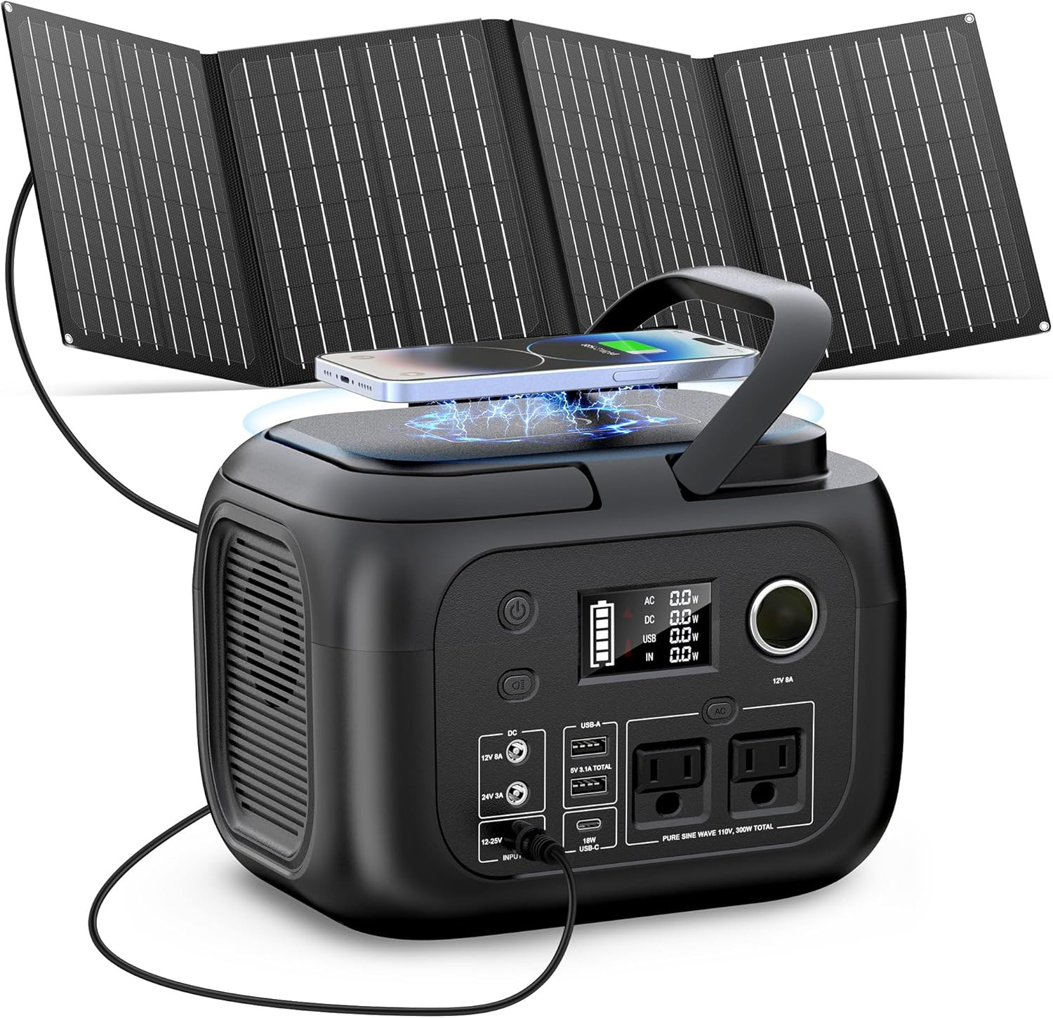 SALE! 300W Portable Power Station with Solar Panel 40W, 260Wh Solar Generator