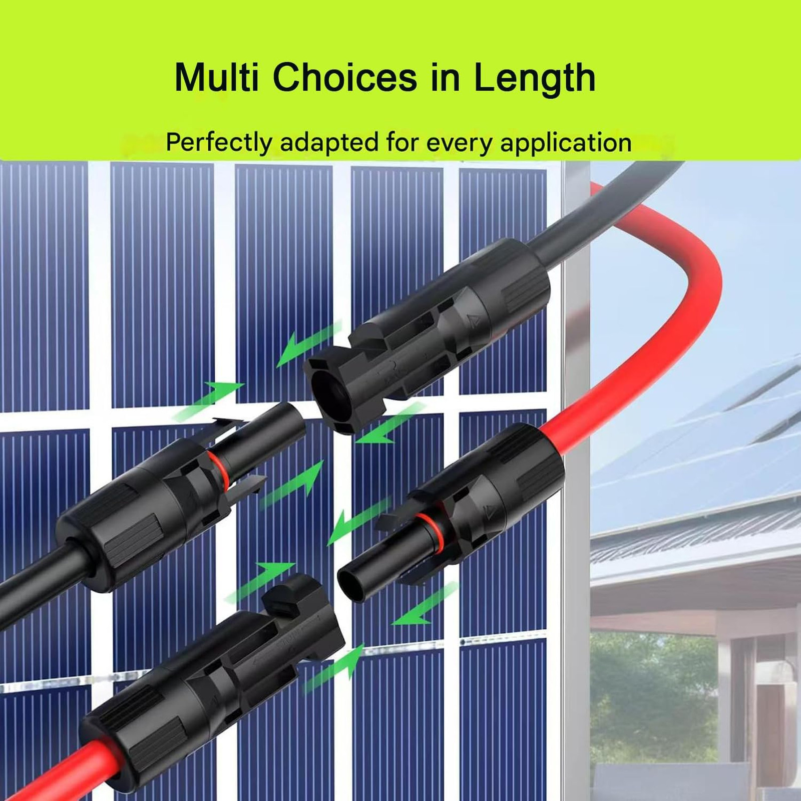 16Ft Solar Extension Cable with 6mm2 PV Wire Male Female Connectors Waterproof