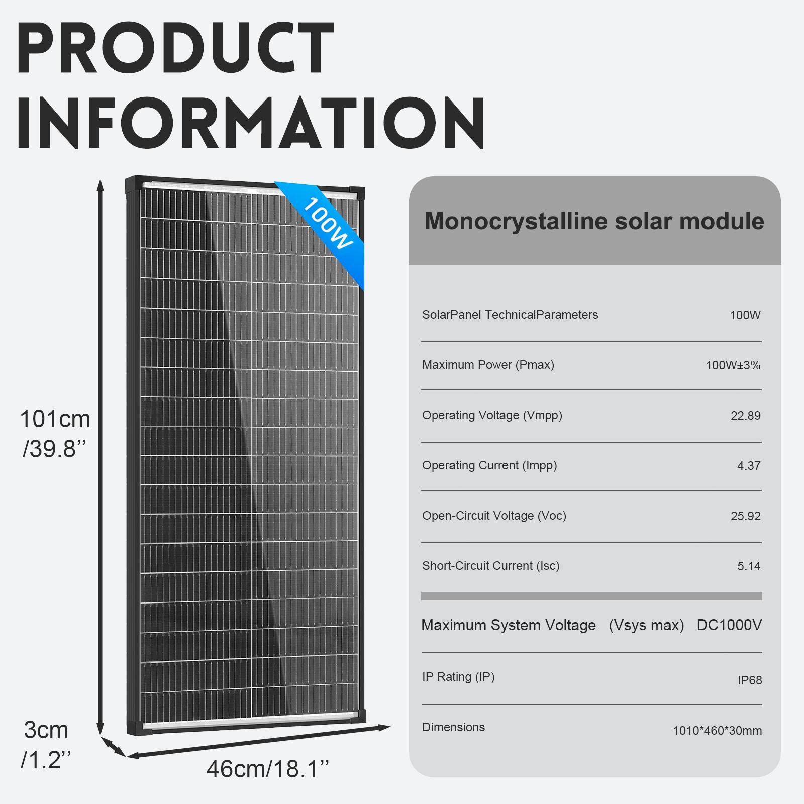 Bifacial 200W Watt Solar Panel N-Type Mono 12V 18BB Home RV Camping Off Grid