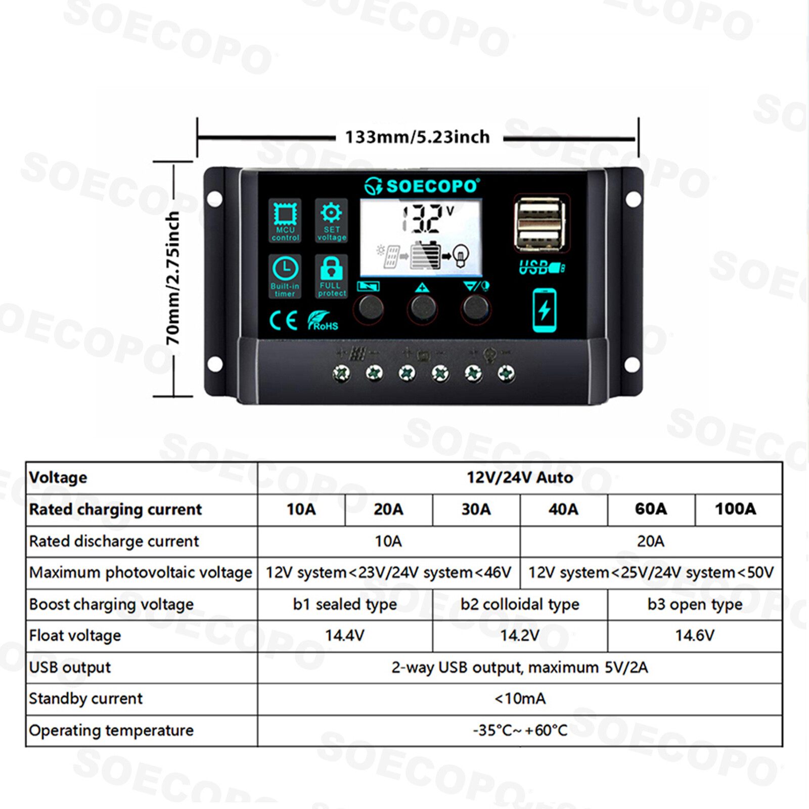 6000W Solar Power System 100A MPPT Controller 300W Panel 12V to 110V/220V