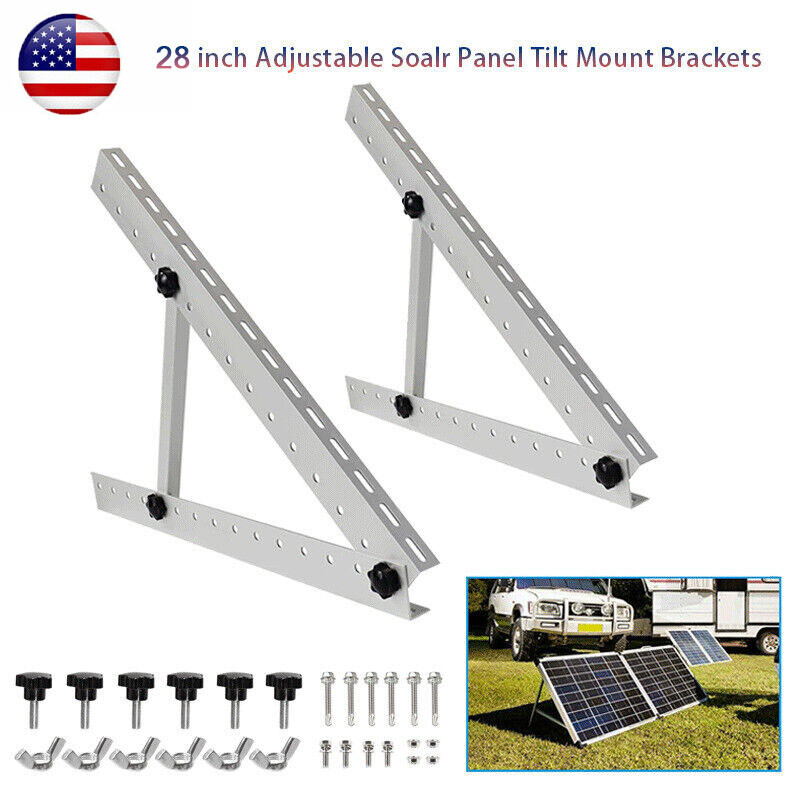 28″ Solar Panel RV Tilt Mount Brackets Ground Roof Flat Surface Adjustable Frame