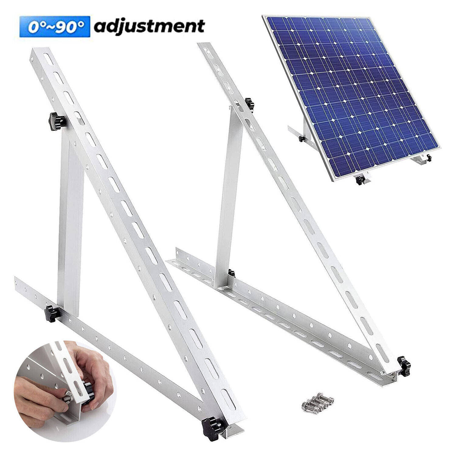 2PCS Solar Panel Brackets Adjustable Angle Mounting Frame Shed Boat Ground Mount