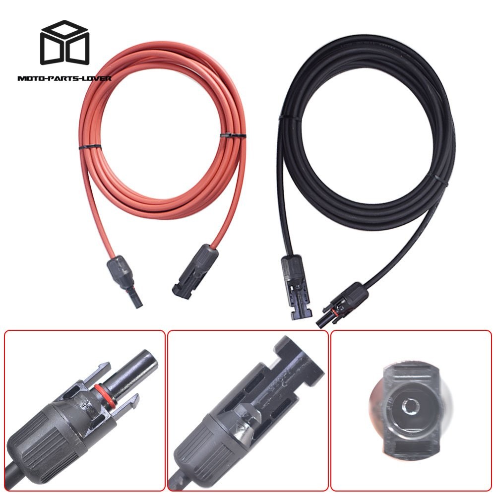 1 Pair 10 Feet Black And Red Solar Panel Extension Cable Wire Connector 12AWG