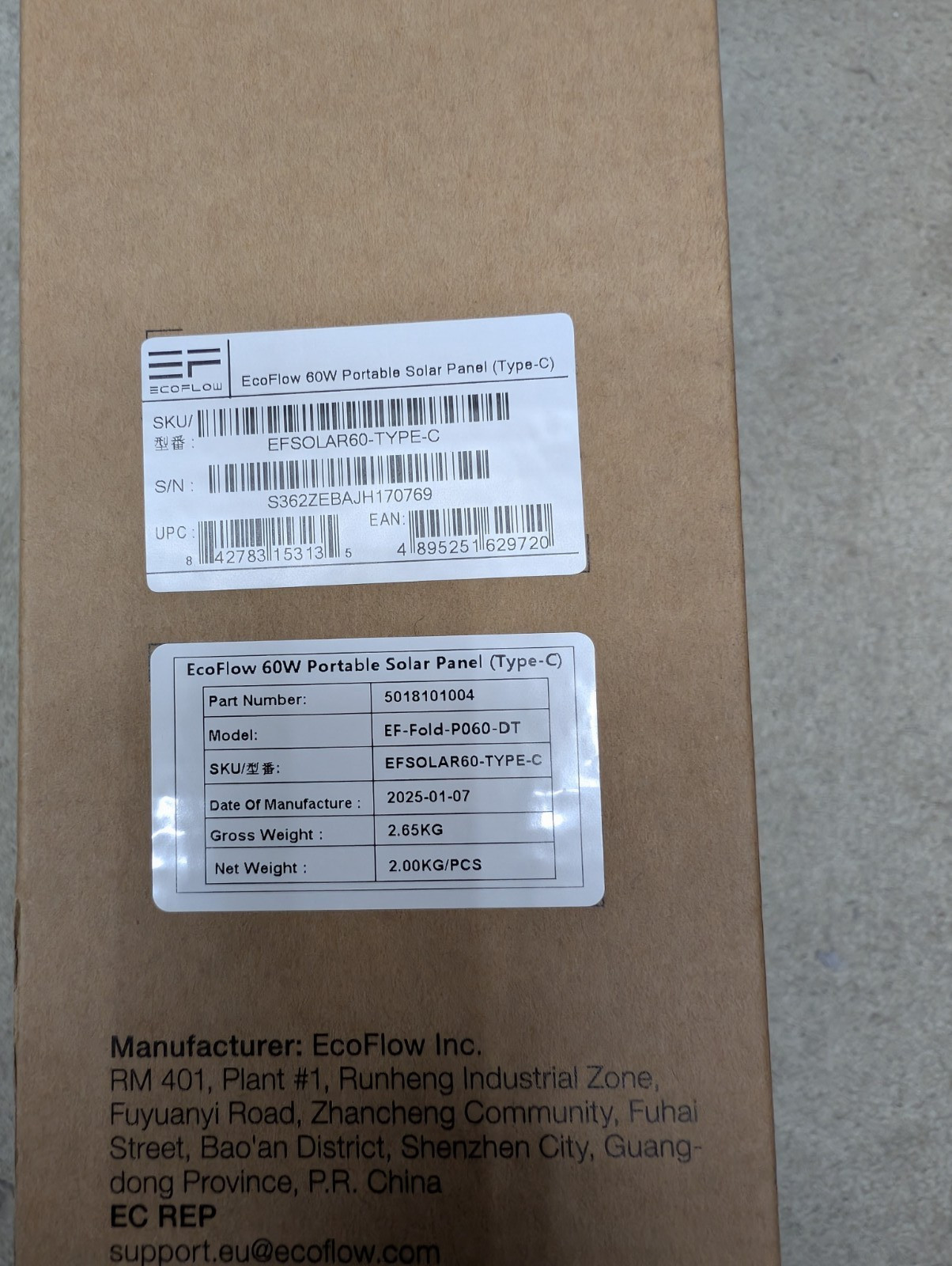 Ecoflow Portable Type-C 60W Solar Panel – Brand New, Sealed