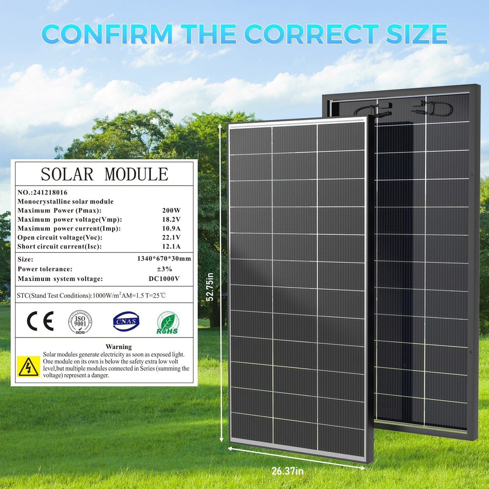 200W Bifacial Solar Panel 12V Solar Battery Home PV Off-Grid Boat Solar Power RV