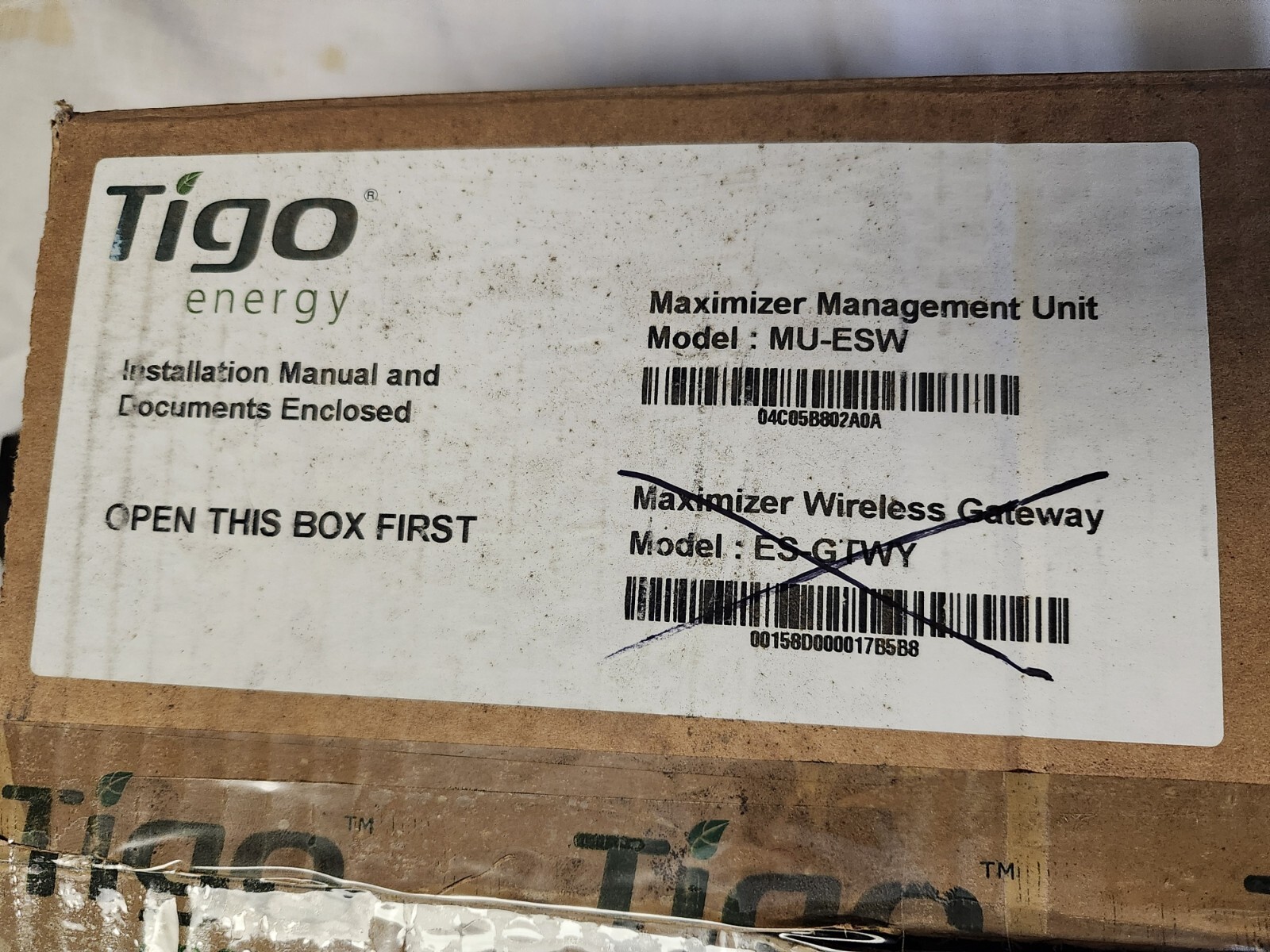 TIGO ENERGY MMU-ESW MAXIMUM MANAGEMENT UNIT FOR SOLAR ARRAY W/O GATEWAY NEW-BOX!