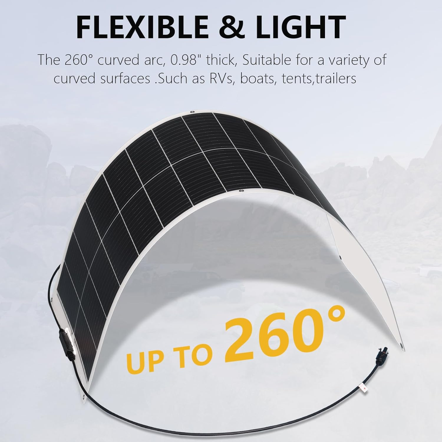 Solar Panel 200W 12V Flexible System Kit,2X100W Monocrystalline Fiberglass Modul