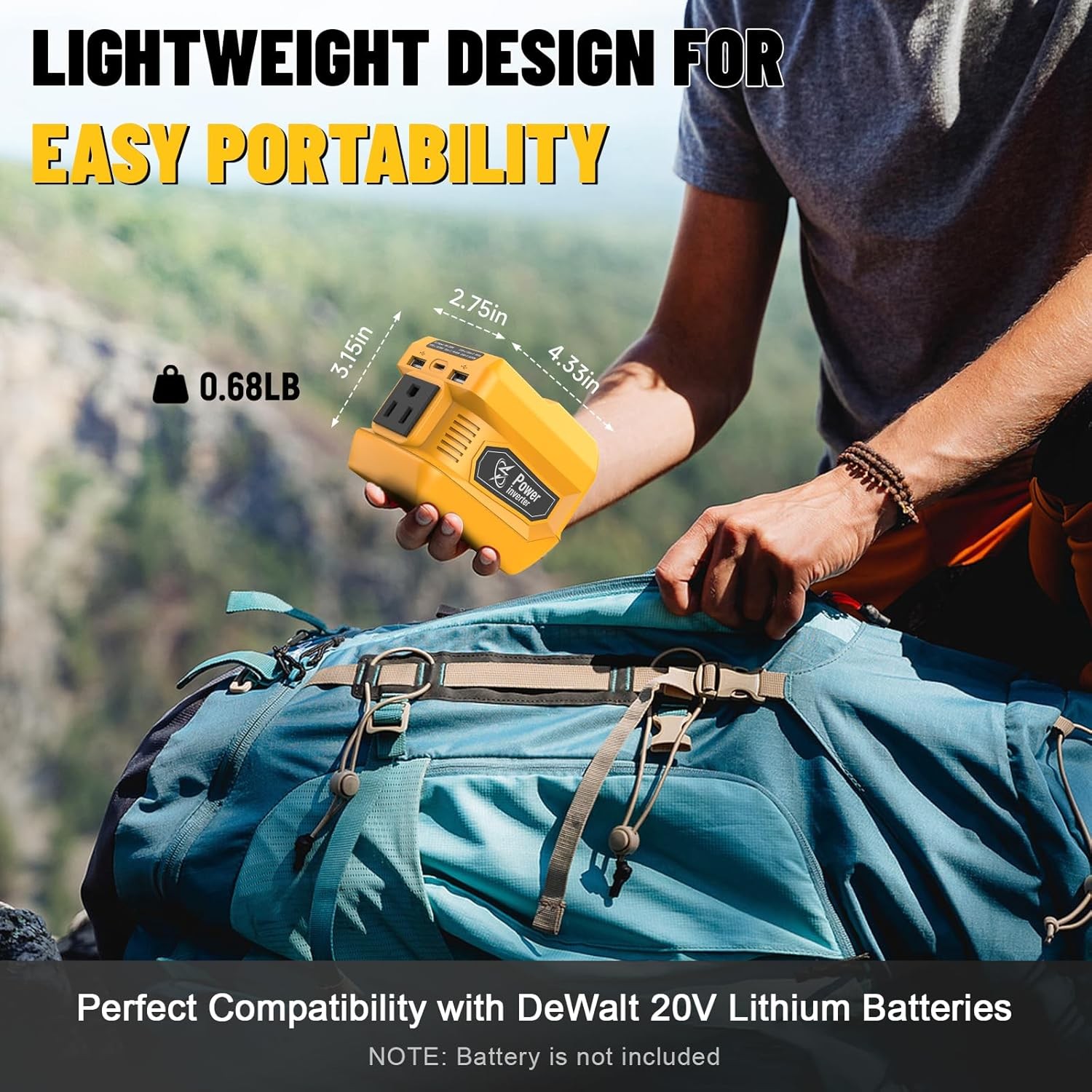 200W Power Inverter for Dewalt 20V Battery, DC 20V to AC 110-120V Battery Inv…