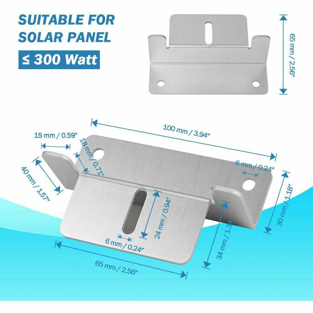 16X SOLAR PANEL Z BRACKET MOUNT MOUNTING SET RV BOAT FLAT ROOF WALL ALUMINIUM US