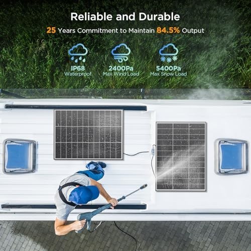 100W Monocrystalline Solar Panel – 25% Efficiency, Compact for RV, Van, Marine,