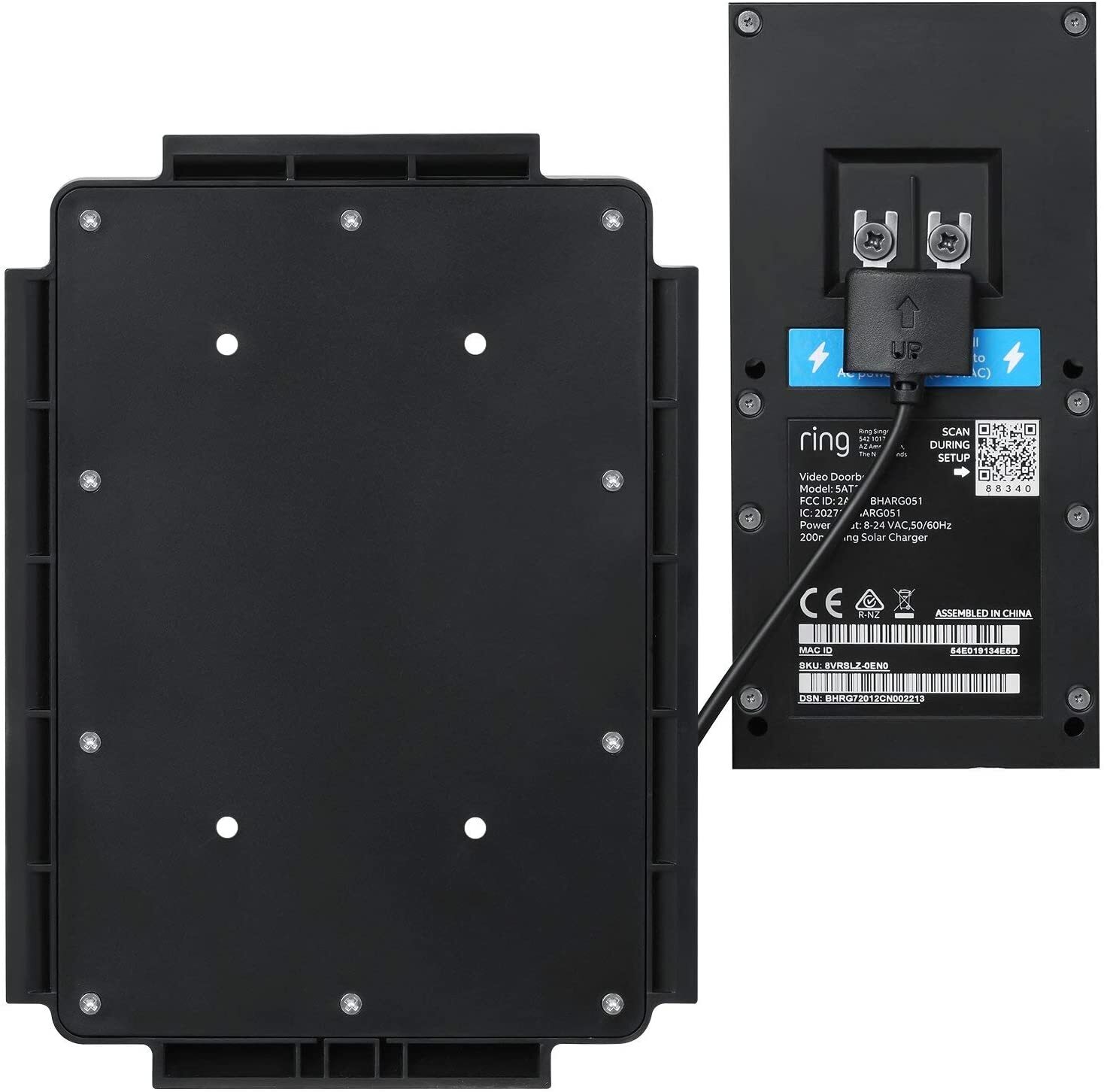 Solar Charger Mount for Ring Video Doorbell 3, 3 Plus, 4, Battery Plus and Pro