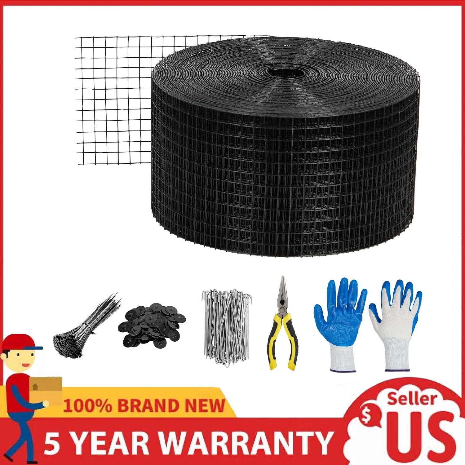 Solar Panel Bird Guard ,8in x 100ft Critter Guard Mesh Roll Kit 70pcs Fasteners