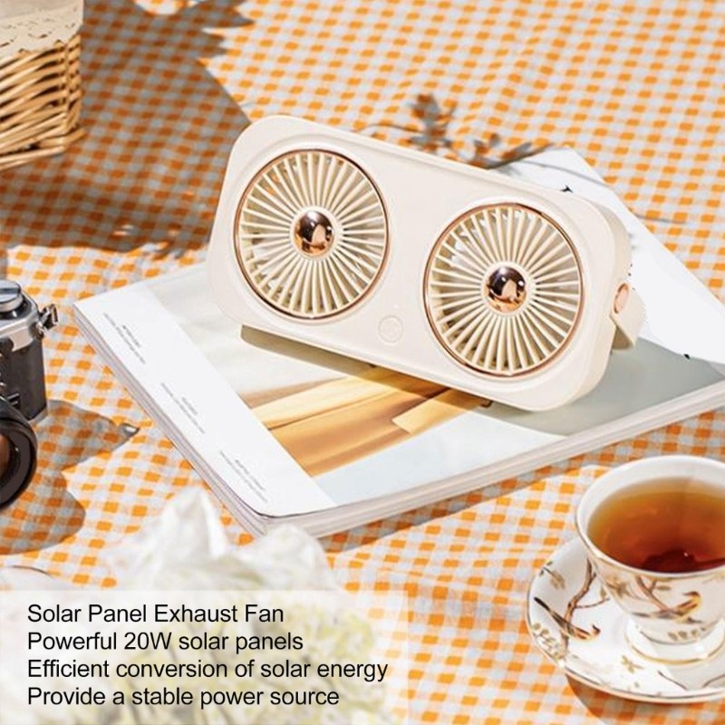 Dog House Fan Solar Green House Fan With Double USB Manostat Efficient Portable