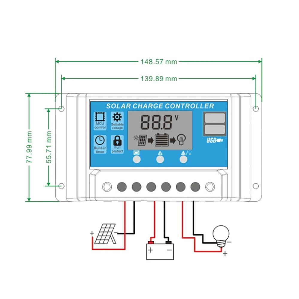 Solar Charge Controller 12V 24V 50A 40A 30A 20A Automatic Solar Panel Controller