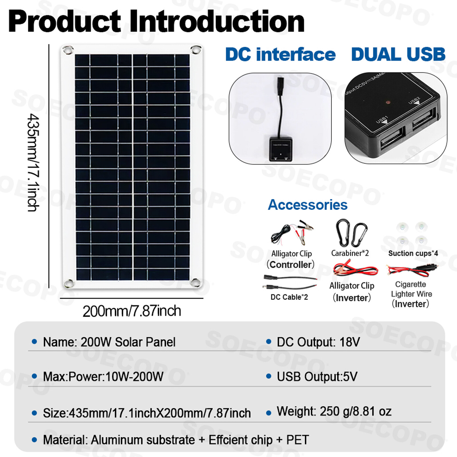7000W Solar Kit 12V 110V Inverter Battery ChargerLighting/Camping 200W PanelJY