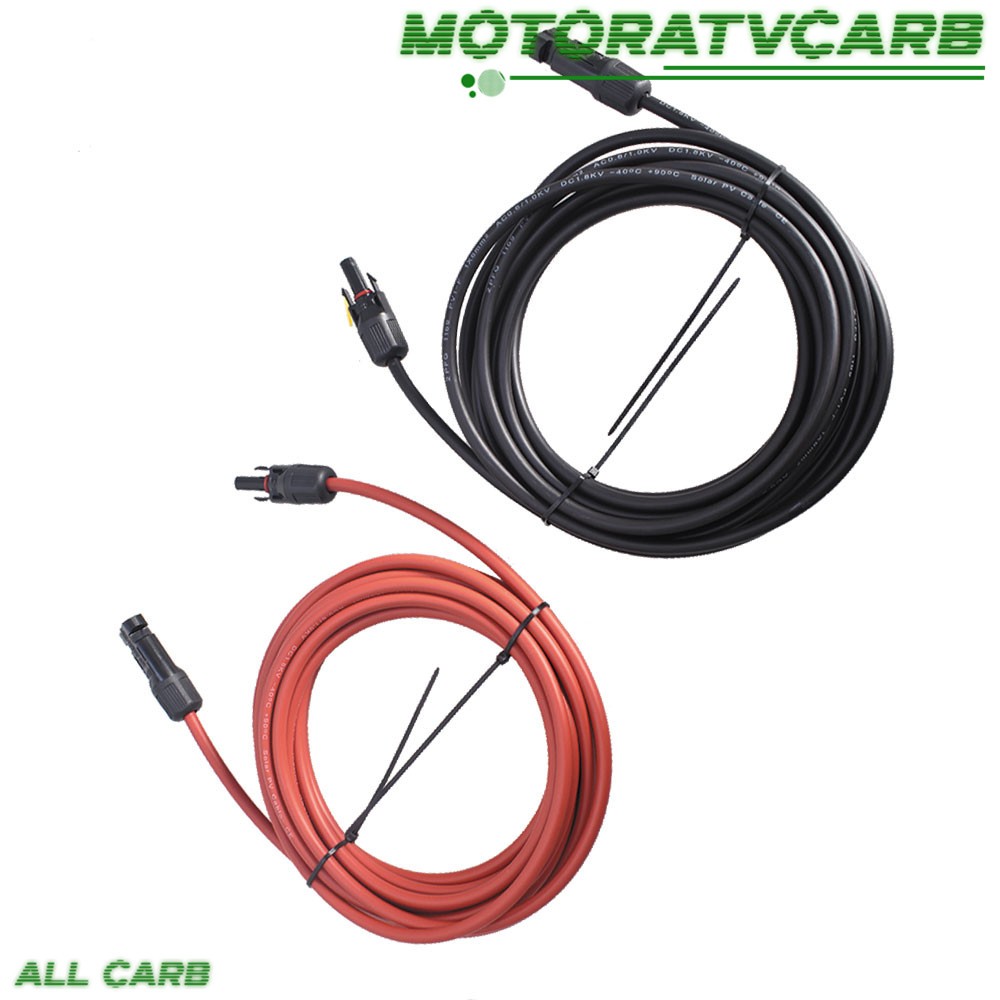 ALL-CARB 1 Pair Black + Red Solar Panel Extension Cable Wire Connector 12/10 AWG