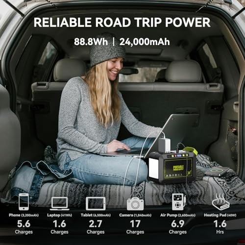 88.8Wh Solar Generator with 21W Solar Panel Included Portable Green Black