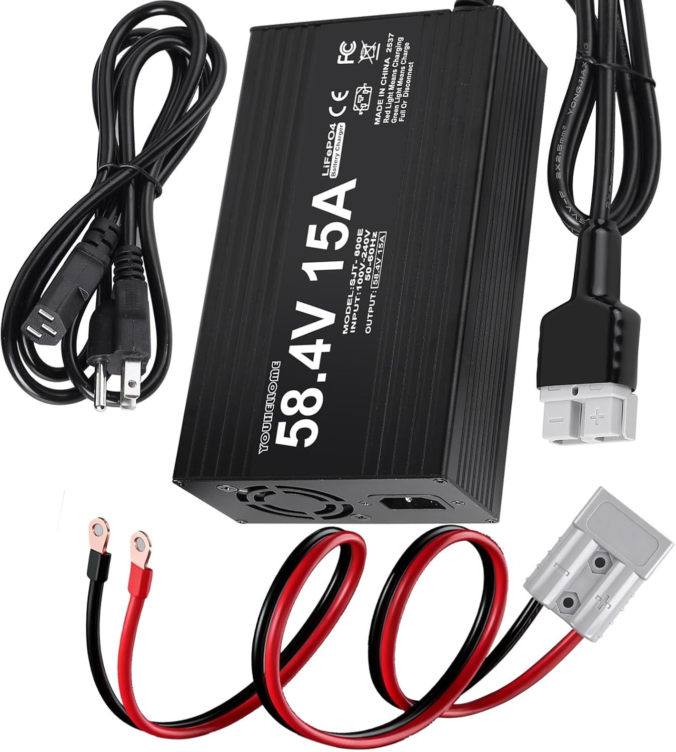 48 Volt/58.4V 15A LiFePO4 Battery Charger for 48V/ 51.2V Lithium Battery for Gol