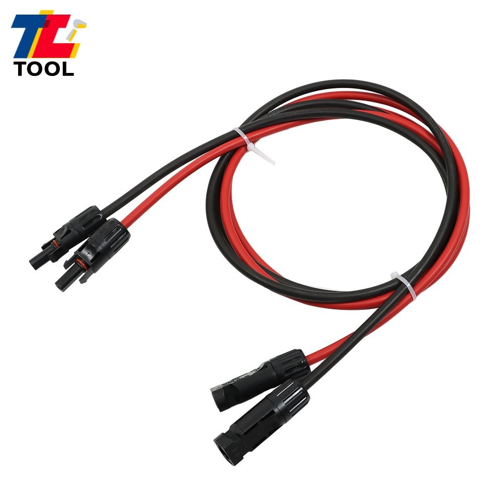 1 Pair 5FT 10AWG Solar Panel Extension Cable Wire Connector Black + Red