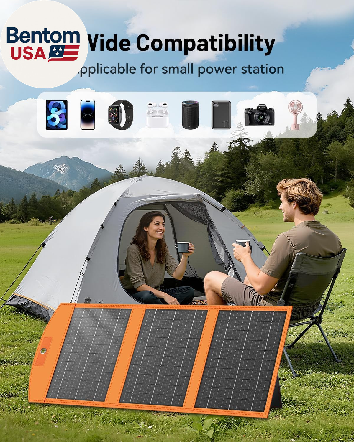 Solar Panels 30W Portable Foldable Solar Charger with 5V USB-A and USB-C Fast Ch