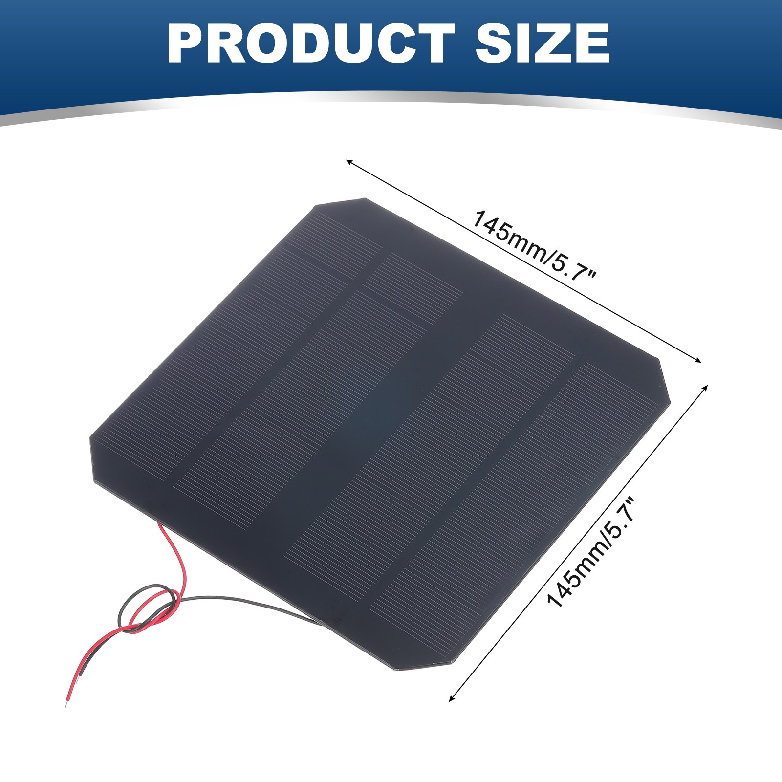 6V 3W 500mA Mini Solar Panels with 2 Cable 145mm x 145mm