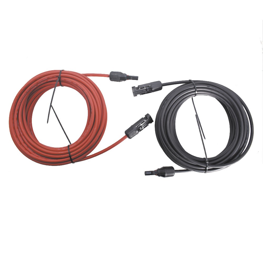 1 Pair 30ft Solar Panel Extension Cable Wire Connector Black + Red 12AWG