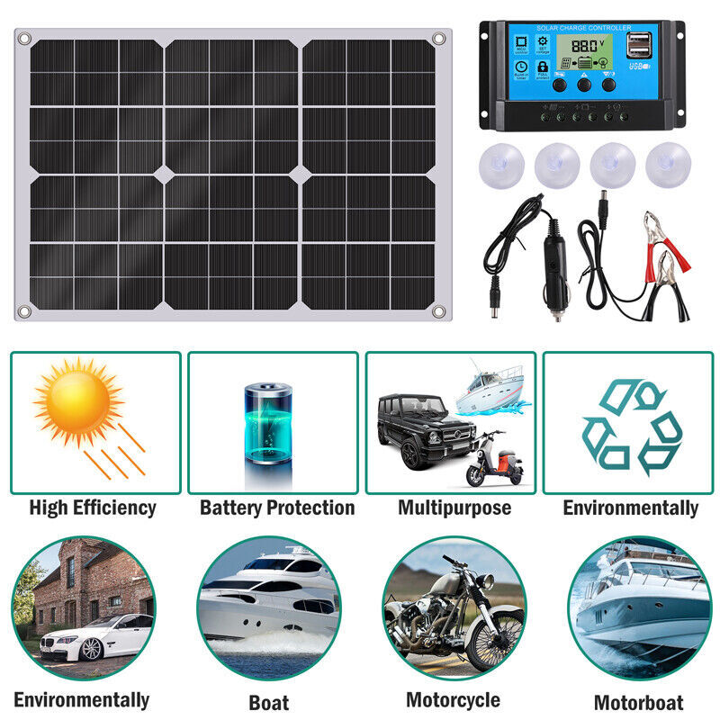 400 Watt Solar Panel Kit 12V Charging Off-Grid Battery Power RV Home Boat Camp