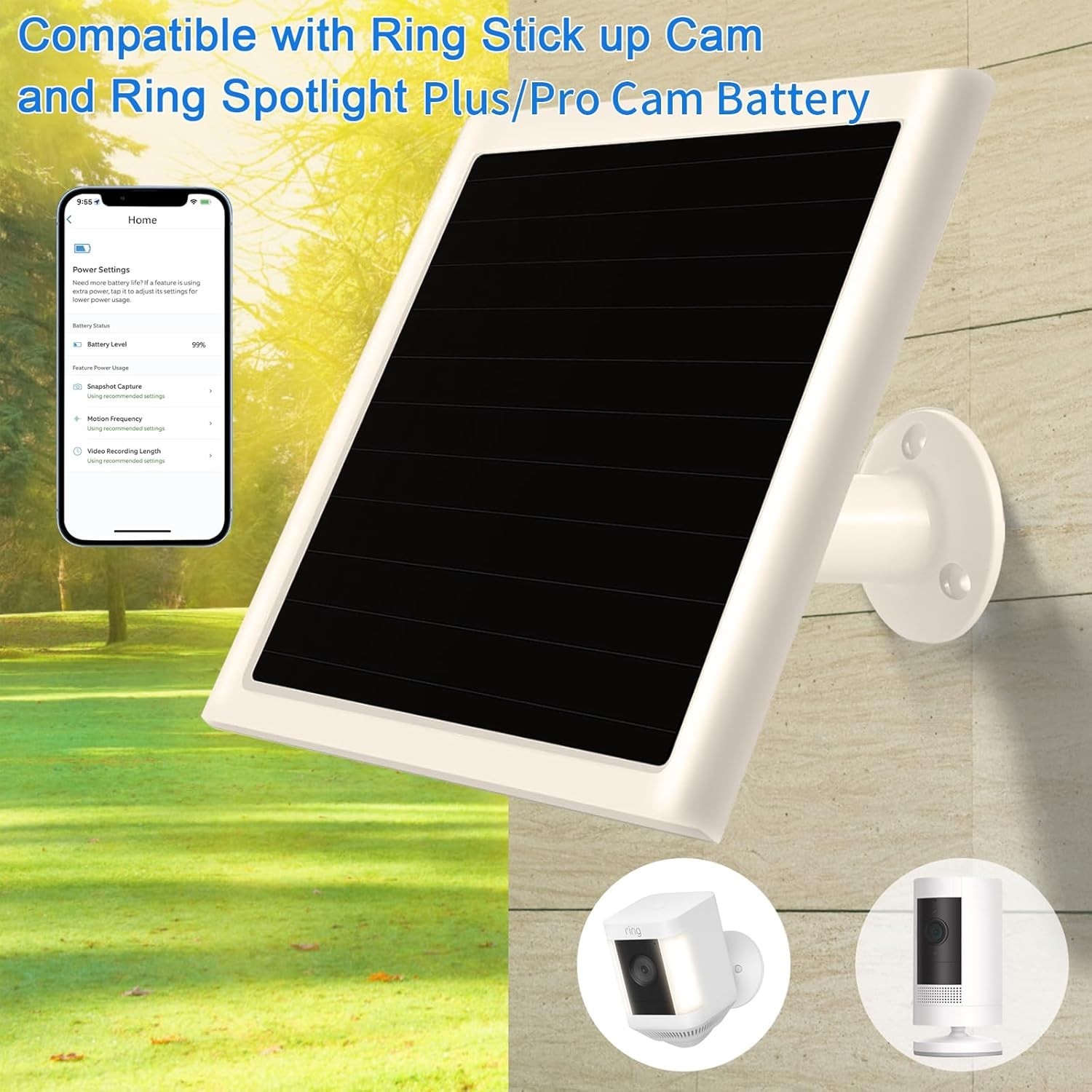 6W Solar Panel Charger for Ring Cameras Waterproof Outdoor Supply