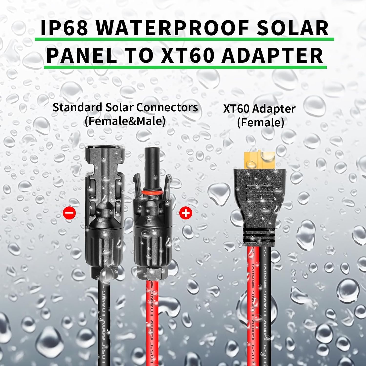 High-Quality 10AWG Waterproof XT60 Extension Cable – Ideal for Solar Generators