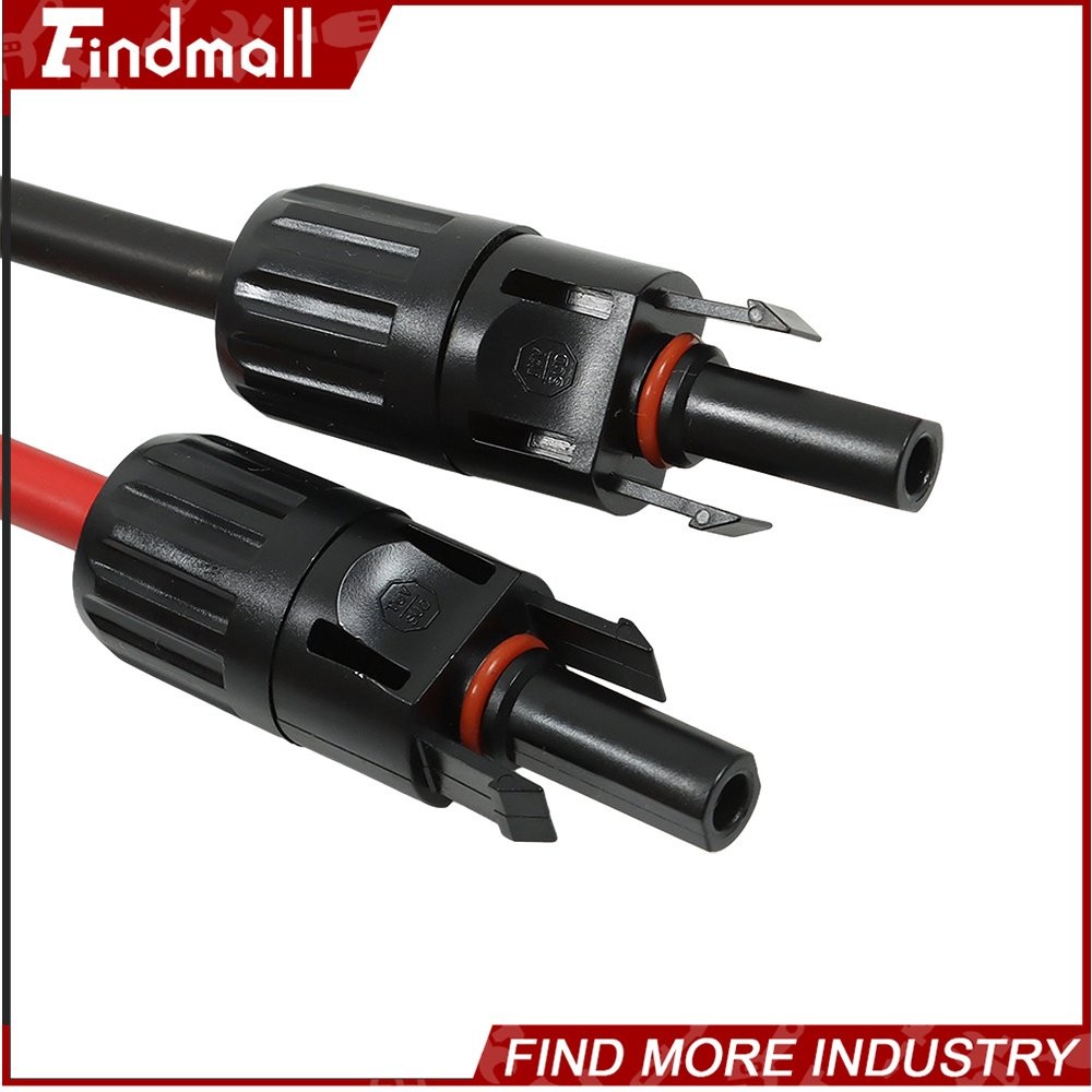 Findmall 5 Feet 10AWG Black + Red Solar Panel Extension Cable Wire Connector