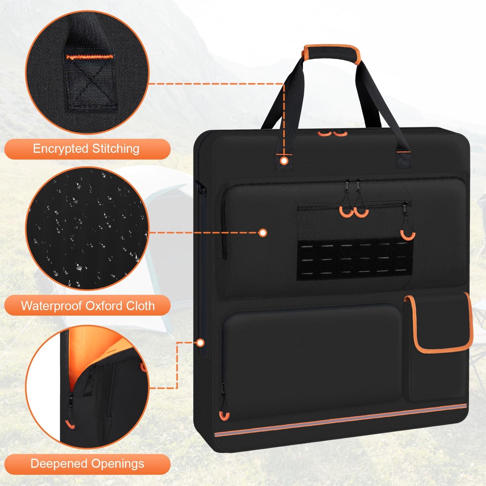 Solar Panel Carrying Case with Zipper, Deep Opening, Multi-Accessory Space – Fit