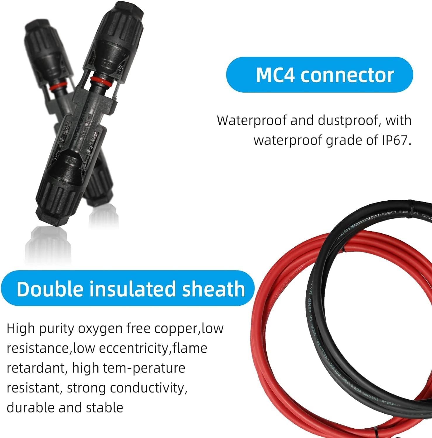 QILUCKY Solar Extension Cable 10AWG 12AWG 4mm² 6mm² 1500V