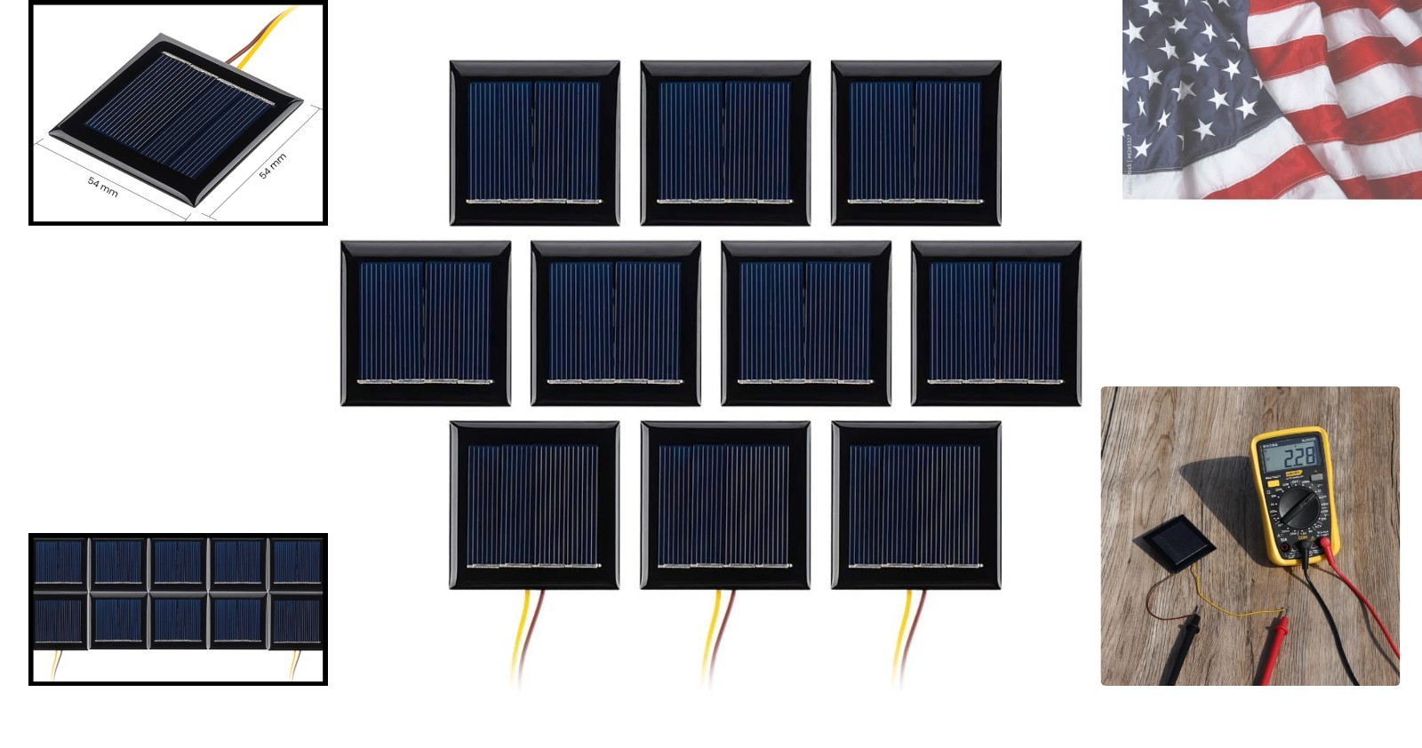 AOSHIKE 10Pcs 2V 130mA Micro Solar Panels Photovoltaic Solar Cells with Wires…