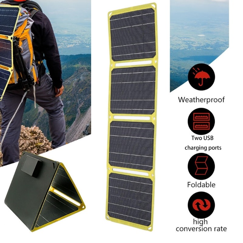 40W Foldable Solars Panel with USB and Port for Any Weather Conditions