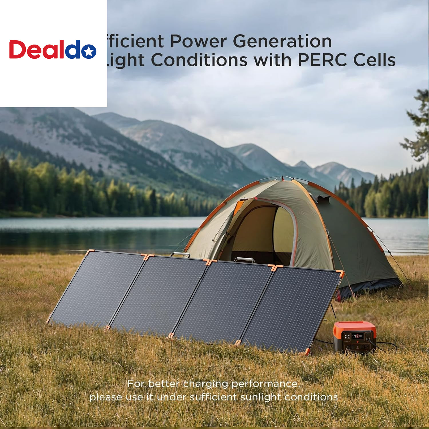 200W Portable Solar Panel (Tempered Glass),Heavy-Duty Foldable Mono Solar Charge