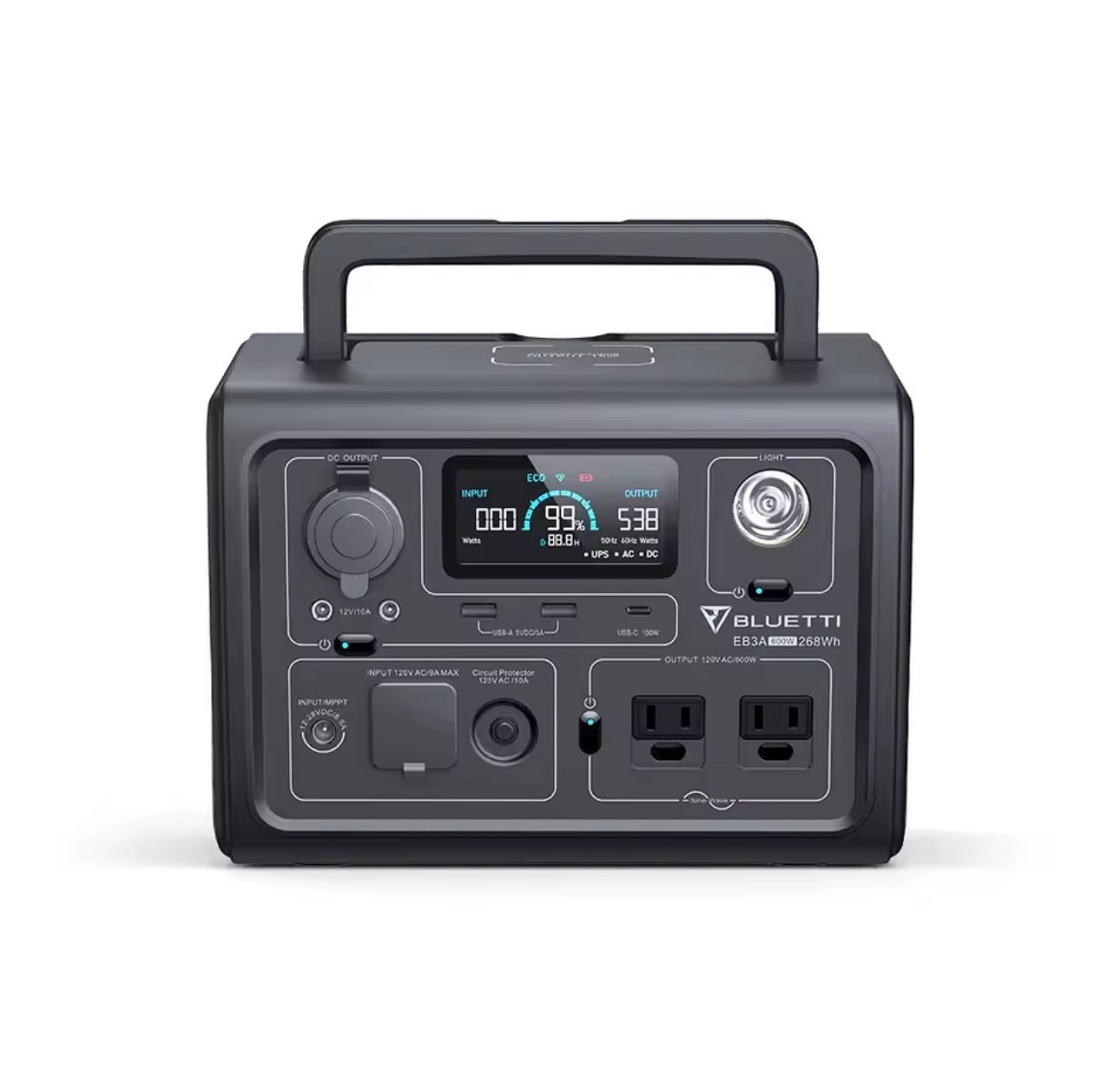 Bluetti EB3A 600W 268Wh Power Station – Gray